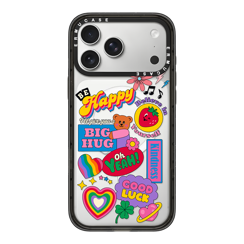 （13-17 Series）ERMUCASE超可爱的卡通《开心小熊贴纸》苹果iPhone17ProMax/17Pro/A