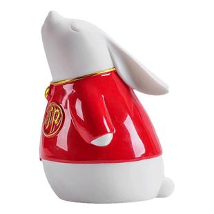 茶宠小摆件卯兔白瓷可爱萌宠创意摆件家居装饰工艺品办公桌摆件