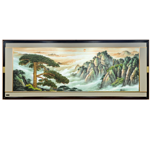 客厅山水画浮雕画实木鸿运当头