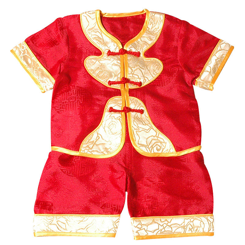 薄款夏季男童百天抓周服套装