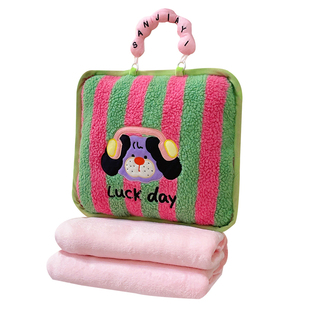 多巴胺猫咪抱枕被子二合一办公室空调毯子两用靠枕车载午睡靠背垫