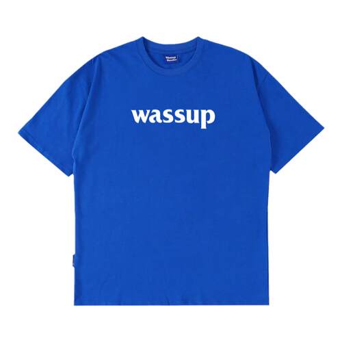 WASSUP HEODS简约t恤体内搭国潮流蓝色字母纯棉休闲上衣男女情侣
