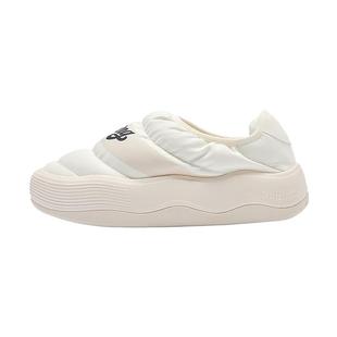 泡芙|乔丹一脚蹬棉鞋冬季女运动休闲板鞋户外保暖加绒白色女营地