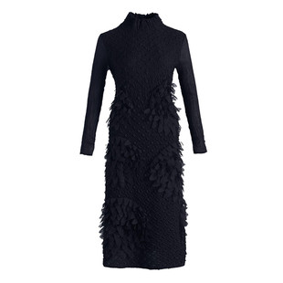 贵夫人高端气质显瘦打底裙中年妈妈宴会礼服重工褶皱刺绣连衣裙秋