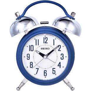 SEIKO日本精工静音扫秒贪睡夜光夜灯大尺寸时尚金属机械打铃闹钟