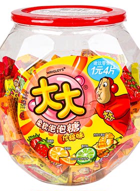 大大泡泡糖桶装什锦味口香糖约150片童年怀旧网红零食儿童