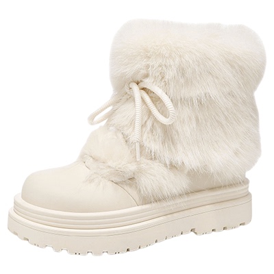 【达芙妮】加绒毛毛雪地靴裤管靴