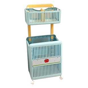 可折叠脏衣篓推车家用脏衣篮带轮浴室脏衣服高级感双层分区洗衣篮