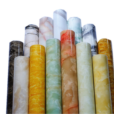 大理石纹烤漆厨房防油自粘墙纸