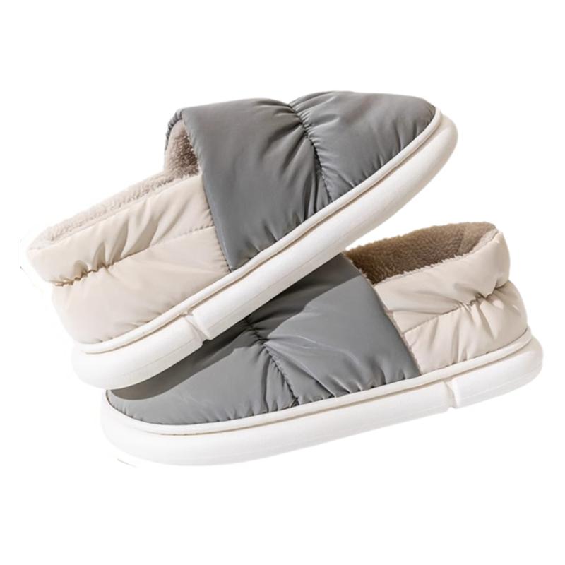 踩屎感棉拖鞋冬季室内包跟保暖厚底居家用羽绒防水棉鞋女可外穿男