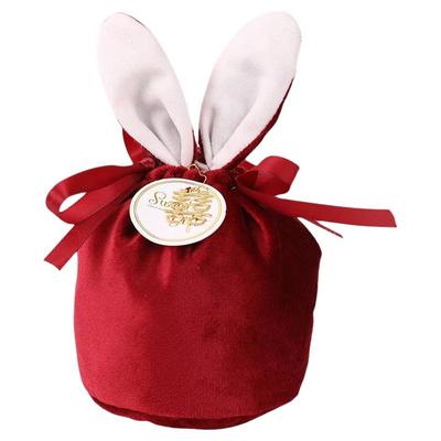 新款兔耳朵丝绒喜糖袋礼盒糖盒结婚婚礼糖果盒伴娘伴手礼创意回礼