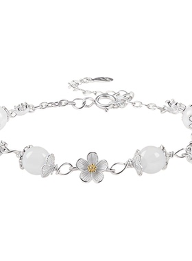 莫离足银s999茉莉花手链女小众