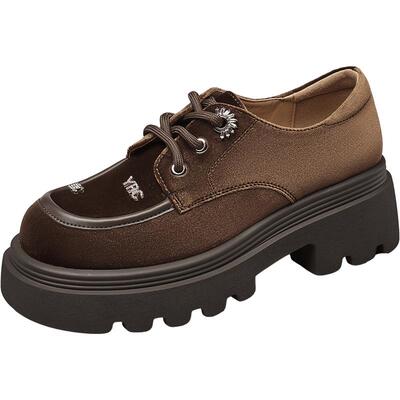 YRC厚底乐福鞋系带复古绒面女鞋