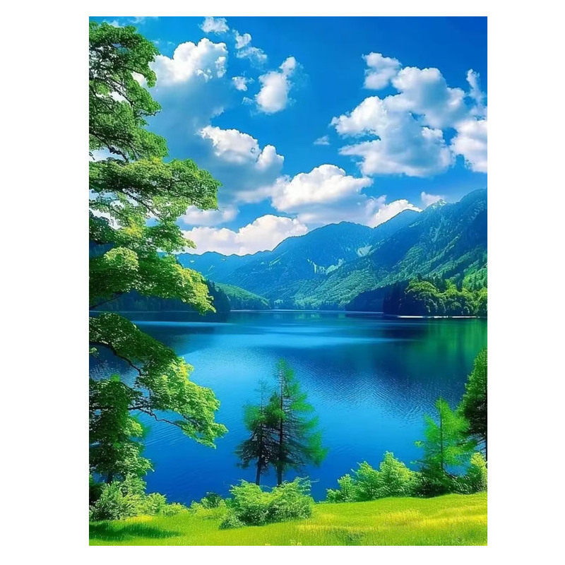 自粘防水山水聚宝盆装饰画
