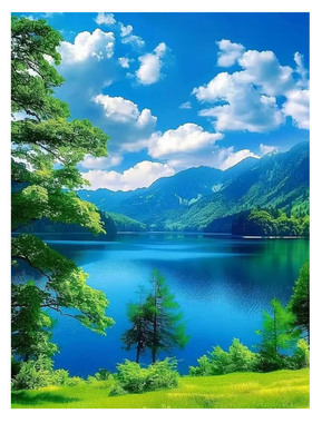 自粘防水山水聚宝盆装饰画