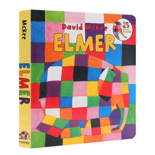 Elmer 英文原版 花格子大象艾玛 吴敏兰绘本123 纸板书 David Mckee 英文版 进口英语书籍儿童图书