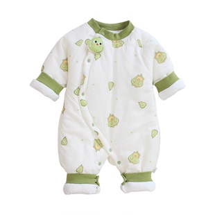 婴儿连体衣秋冬款夹棉加厚保暖哈衣爬服新生儿衣服宝宝冬季外穿服