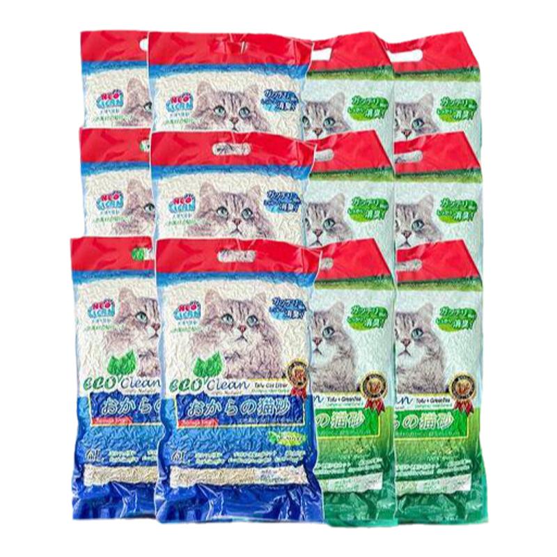 NEO天净艾可豆腐猫砂6L猫沙结团绿茶原味除臭低尘去味大颗粒2.8KG
