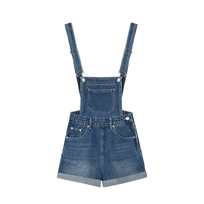 MULVAN 蒙马特画刊 复古蓝背带牛仔裤女夏季设计感短款休闲连体裤