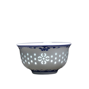 景德镇陶瓷镂空青花玲珑瓷功夫茶杯品茗杯白瓷客杯小主人杯单个杯