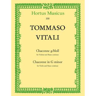 维塔利 恰空 G小调 小提琴和低音通奏 德国骑熊士原版进口乐谱书 Vitali Tomaso Antonio Chaconne for Violin and Bc HM100