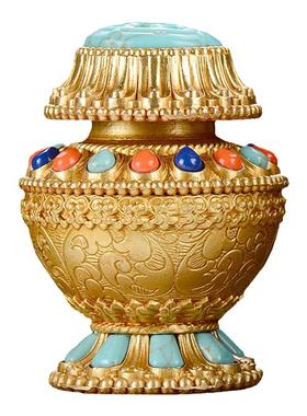 松吉仓甘露宝瓶黄铜佛堂桌面摆件