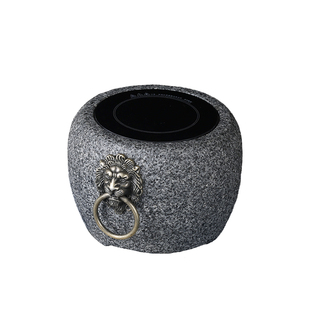 复古姹寂风围炉煮茶炉家用老石臼手工石头户外电陶炉碳炉火两用款