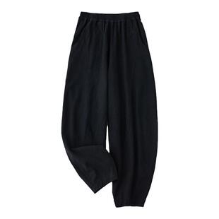 复古瑜伽裤亚麻宽松晨练工裤禅意打坐长裤男裤萝卜裤春夏季女裤子