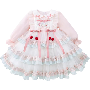 米米哈罗女童公主裙女孩洛丽塔连衣裙春装2026新款甜美儿童蛋糕裙