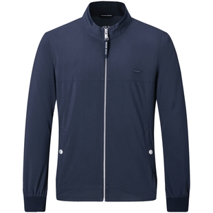 七匹狼立领夹克外套男士春秋新款休闲商务中年抗静电爸爸茄克男装