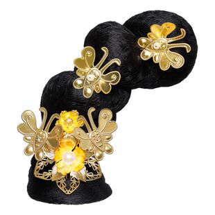 假发舞蹈敦煌古装儿童古典舞表演民族汉服头饰旅拍发髻发饰组合女