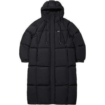 李宁防泼水宽松连帽女长羽绒服