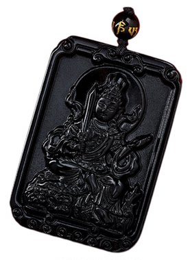【普陀山正品】天然黑曜石吊坠