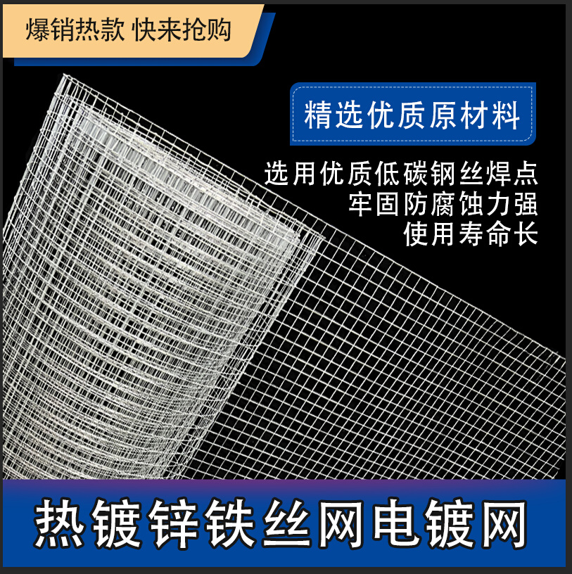 养殖网围栏阳台防护网热镀锌铁丝网果园防护钢丝网护栏网格电焊网