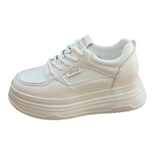 真皮内增高小白鞋女2026春秋新款小个子厚底7cm休闲百搭松糕板鞋