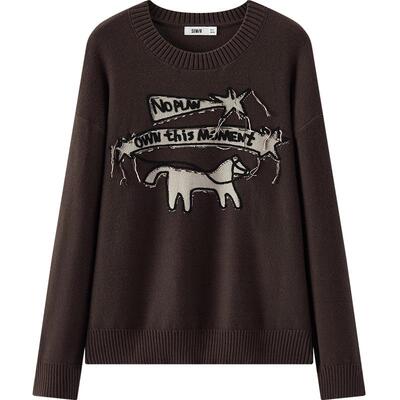 森马套头毛衫情侣提花针织衫男