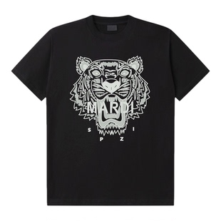 MARDI2026早春新款经典印花老虎头t恤男女情侣装纯棉圆领短袖上衣
