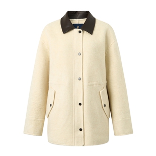 【特惠】【100%绵羊毛】POLOWALK女士大衣2025翻领中长款大衣外套