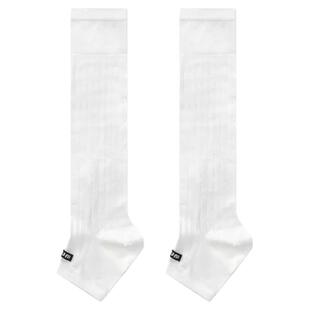 夏季miu系宽条纹堆堆薄款踩脚袜套女显瘦字母布标灰色芭蕾风腿套