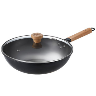 炊大皇炒锅无涂层铁锅精铁锅家用轻便炒菜锅熟铁锅电磁炉明火通用