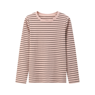 三枪条纹打底衫女士秋冬新品中厚抗菌防螨内搭上衣可外穿休闲女衫