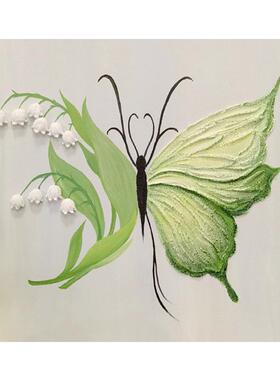 丙烯简约ins蝴蝶花数字油画立体