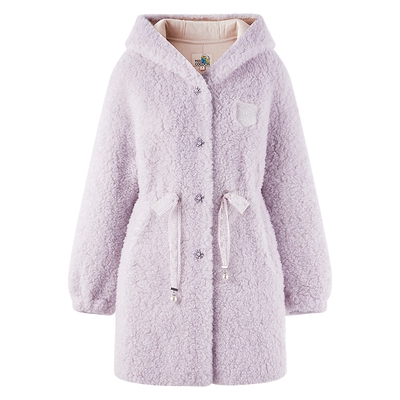 MISSCOCOON可可尼蓝精灵联名2025冬季新款紫色羊羔毛皮草外套女