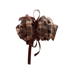 复古格纹蝴蝶结飘带发夹女后脑勺高马尾香蕉夹发卡秋冬新款抓夹子