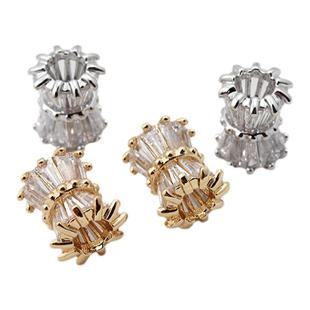 保色18k金白金镶白锆石喇叭管珠竹节管子串珠手链项链配珠diy散珠