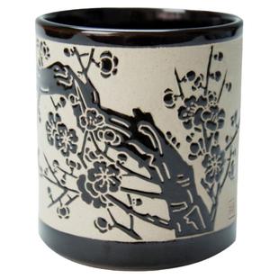 磁州窑陶瓷笔筒纯手工雕刻梅花中国风装饰瓷器摆件仿古工艺品礼盒