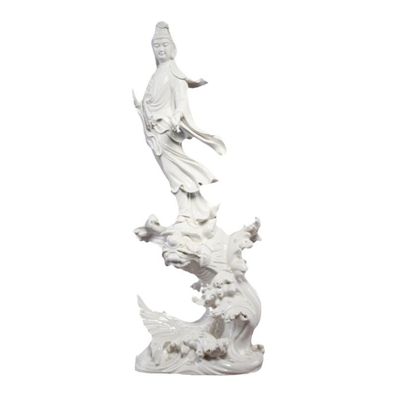 戴玉堂陶瓷摆件《鳌鱼观音》观世音菩萨像家用供奉大型佛像装饰