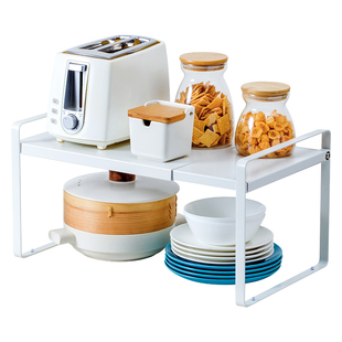 可伸缩厨房置物架台面橱柜隔板分层架碗碟调料收纳锅架桌面小架子