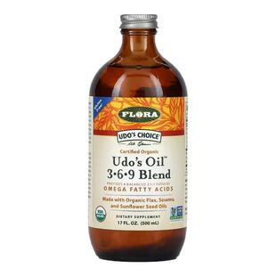 Flora Udo's油欧米伽3-6-9脂肪酸有机亚麻芝麻葵花籽油提取