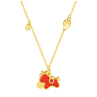 ARREBOL「马上有钱」项链2026本命年生肖马年新年红玛瑙招财吊坠